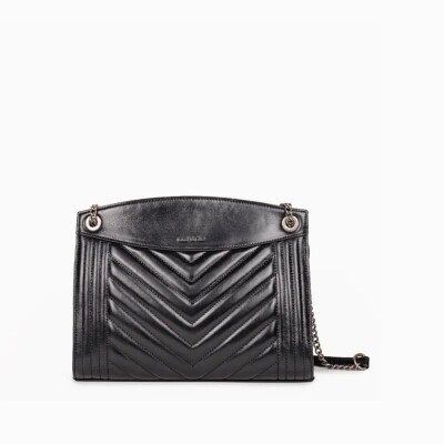 Sac à main nat & nin Simone Noir Glacé - Cuir glacé craquelé