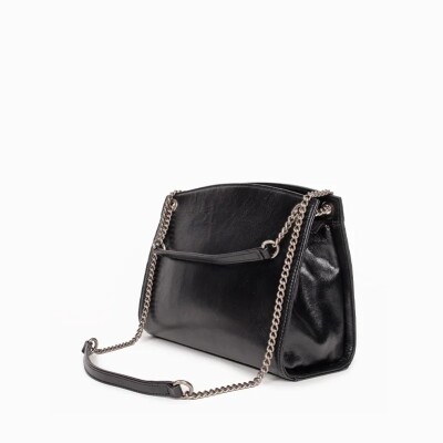 Sac à main nat & nin Simone Noir Glacé - Cuir glacé craquelé