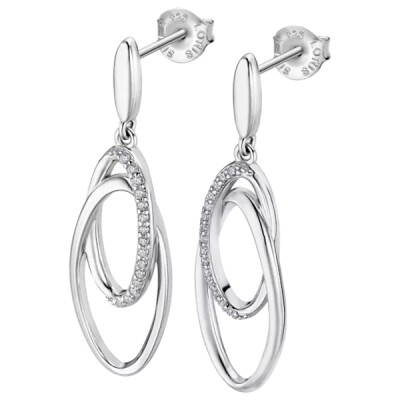 Boucles d'oreilles pendantes Lotus Silver en argent et oxydes de zirconium