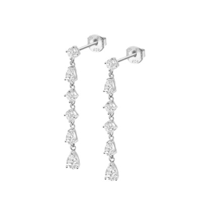 Boucles d'oreilles pendantes Lotus Silver en argent et oxydes de zirconium
