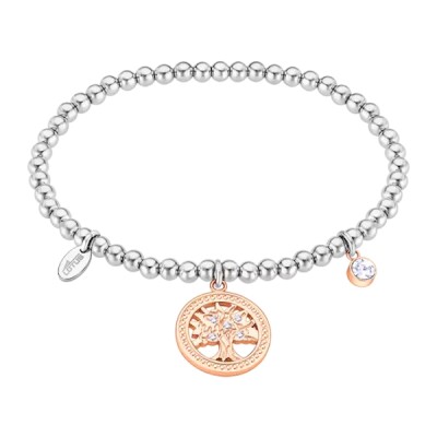 Bracelet LOTUS Style Arbre de vie en acier bicolore