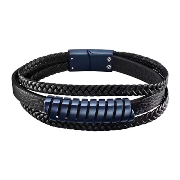Bracelet LOTUS Styler pour homme en cuir et acier bleu