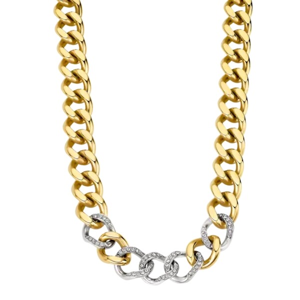 Colliers chaîne LOTUS Style pour femme en acier doré et oxydes de zirconium