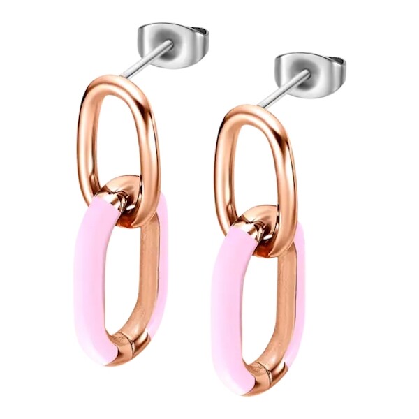 Boucles d'oreilles pendantes LOTUS Style en acier inoxydable doré rose