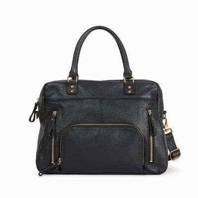 Sac cabas nat & nin Macy Noir Grainé - Cuir grainé