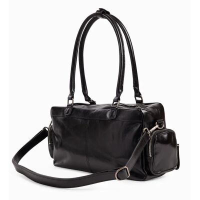 Sac à main nat & nin Macy Pocket Noir Glacé - Cuir glacé craquelé