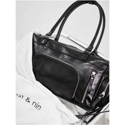 Sac à main nat & nin Macy Pocket Noir Glacé - Cuir glacé craquelé