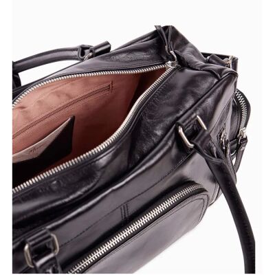 Sac à main nat & nin Macy Pocket Noir Glacé - Cuir glacé craquelé