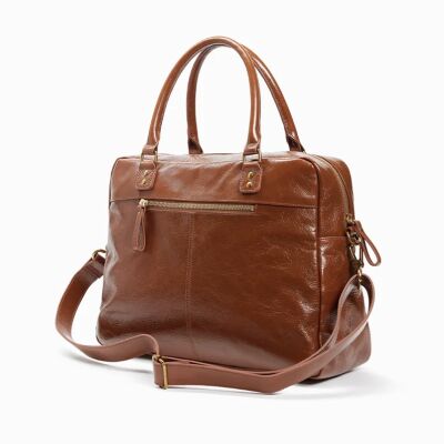 Sac cabas nat & nin Macy Cognac - Cuir glacé craquelé