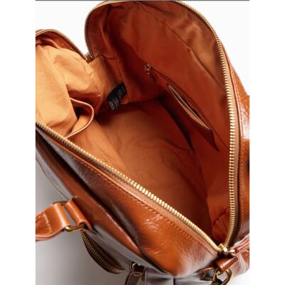 Sac cabas nat & nin Macy Cognac - Cuir glacé craquelé
