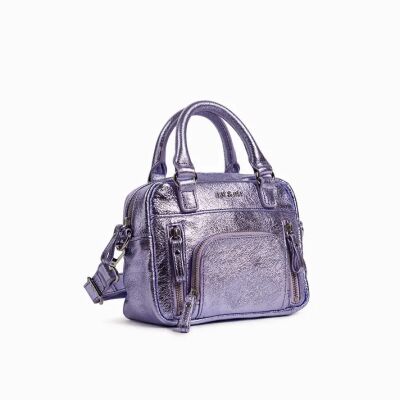 Sac cabas nat & nin Micro Macy Aqua Mauve - Cuir métallisé