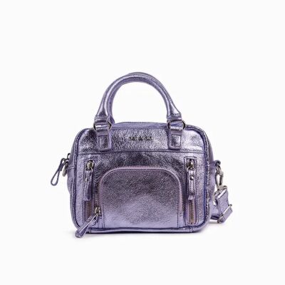 Sac cabas nat & nin Micro Macy Aqua Mauve - Cuir métallisé