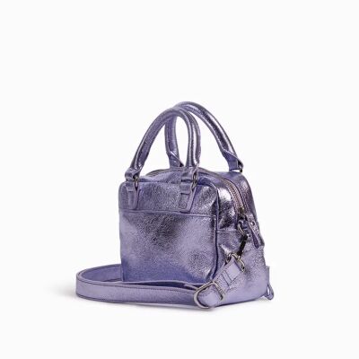 Sac cabas nat & nin Micro Macy Aqua Mauve - Cuir métallisé