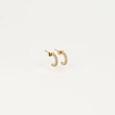 Boucles d'oreilles Zag bijoux WINNIE en acier doré et oxydes de zirconium