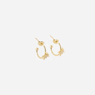 Boucles d'oreilles créoles Zag bijoux COPERNIC en acier doré, oxydes de zirconium