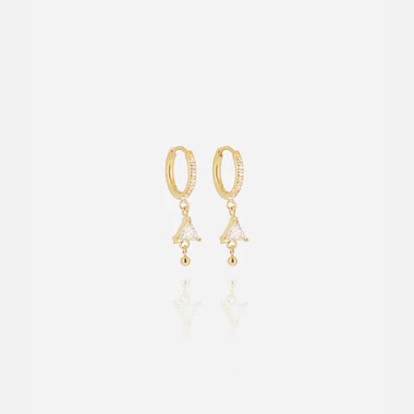 Boucles d'oreilles créoles Zag bijoux ELAZ en acier doré, oxydes de zirconium