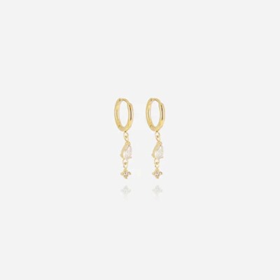 Boucles d'oreilles créoles Zag bijoux THALIA en acier doré, oxydes de zirconium