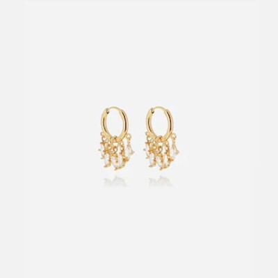 Boucles d'oreilles créoles Zag bijoux MARLOW en acier doré, oxydes de zirconium