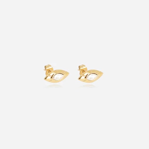 Boucles d'oreilles Zag bijoux AUSAR en acier doré et oxydes de zirconium