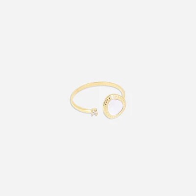 Bague Zag bijoux GEMME en acier doré, nacre et oxydes de zirconium