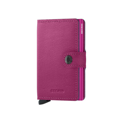 Porte-cartes Secrid Miniwallet Crisple Lipstick en cuir et aluminium fuchsia