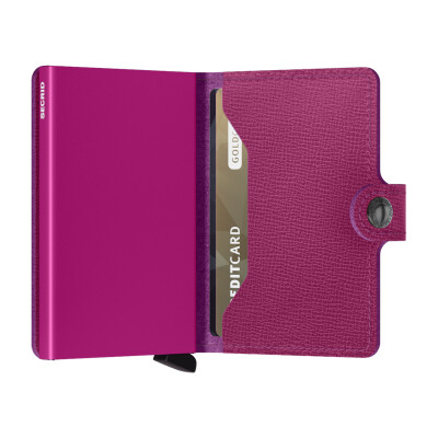 Porte-cartes Secrid Miniwallet Crisple Lipstick en cuir et aluminium fuchsia