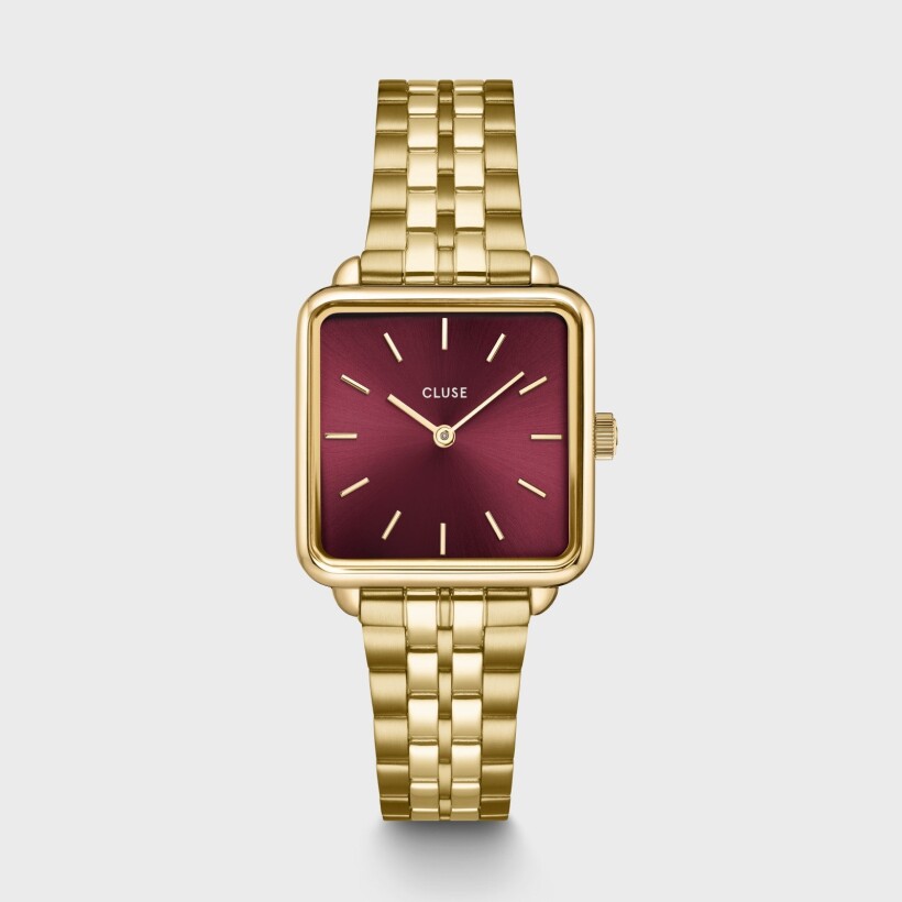 Montre Cluse La Tétragone Steel Dark Cherry Gold Colour CW10312