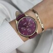 Montre Cluse Minuit Multifunction Leather, Dark Cherry Lizard, Gold Colour CW10706