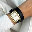 Montre Cluse Fluette Double Leather Black, Gold Colour