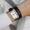 Montre Cluse Fluette Double Leather Black, Gold Colour