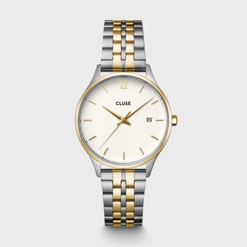 Montre Cluse Minuit Date Steel, Coconut Milk, Bicolor CW14302