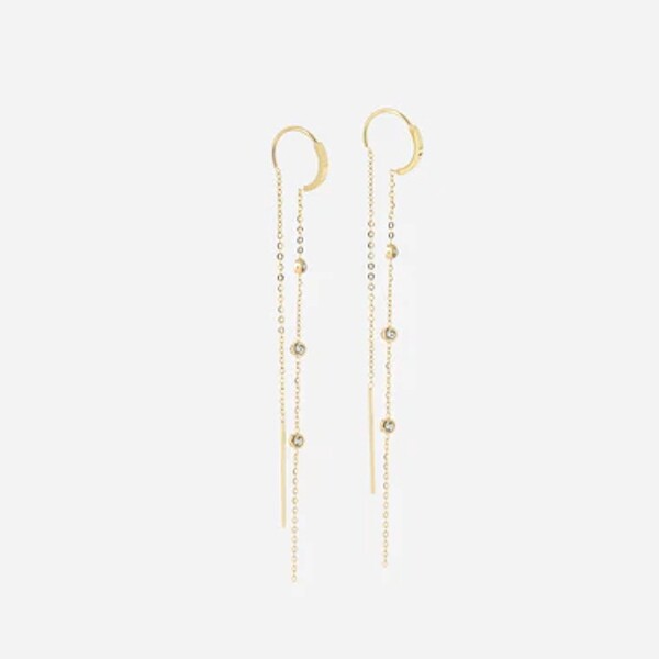 Boucles d'oreilles Zag bijoux BRIGHT en acier doré et oxydes de zirconium