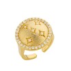 Bague Mya Bay White Moon en laiton doré à l'or fin 24K et cristaux, Taille ajustable