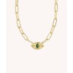 Collier Mya Bay Green Ojo en laiton doré à l'or fin 24K et cristal , 50cm