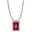 Pendentif Mya Bay Purple Diwali Boheme médaillon en laiton doré à l'or fin 24K, cristaux et émail, 57cm