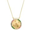 Pendentif Mya Bay Rainbow Moon médaillon en laiton doré à l'or fin 24K et cristaux, 45cm