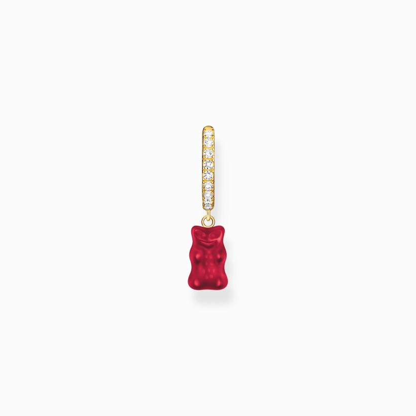 Boucles d'oreilles créoles THOMAS SABO X HARIBO Ourson rouge pendant plaqué or