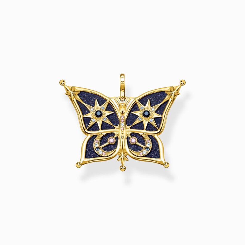 Pendentif Thomas Sabo Papillon, étoiles et lunes en argent plaqué or