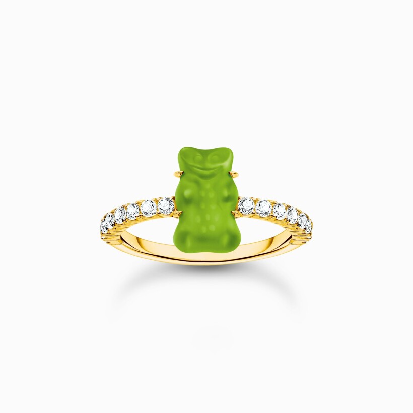 Bague THOMAS SABO X HARIBO Ourson vert argent plaqué or et oxydes de zirconium T54