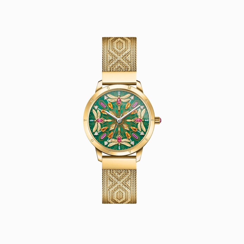 Montre femme THOMAS SABO Kaléidoscope Libellules, vert et couleur or jaune