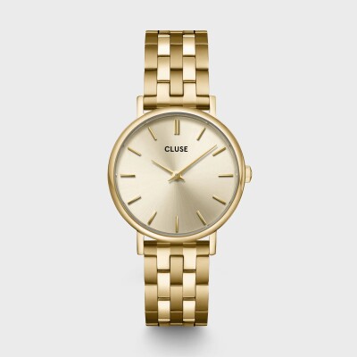 Gift Box Pavane Petite 2.0 Steel Watch Gold & Black Leather Strap, Gold Colour
