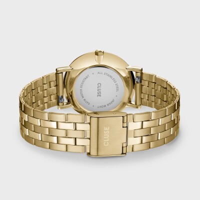 Gift Box Pavane Petite 2.0 Steel Watch Gold & Black Leather Strap, Gold Colour