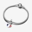 Charms Pandora Moments Pendant Coeur gravable drapeau français oxydes de zirconium et argent