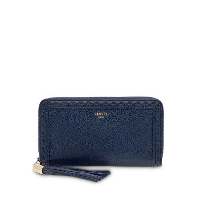 Portefeuille continental Premier Flirt de Lancel zippé Bleu pétrole