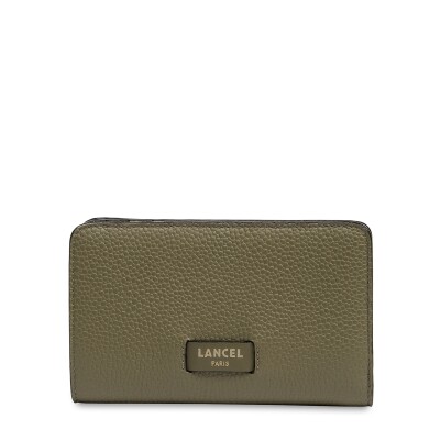 Portefeuille compact Ninon de Lancel zippé Kaki