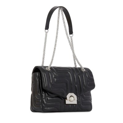 Sac Midi Minuit de Lancel M à rabat cuir matelassé noir