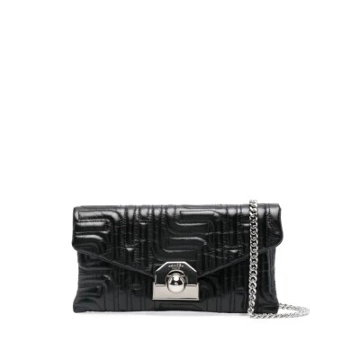 Mini Sac pochette Midi Minuit de Lancel à rabat cuir matelassé noir