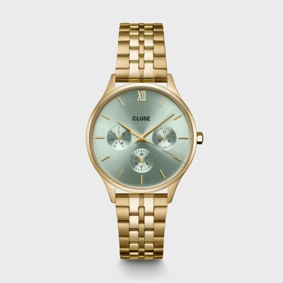 Minuit Multifunction Watch Steel, Sage Green, Gold Colour