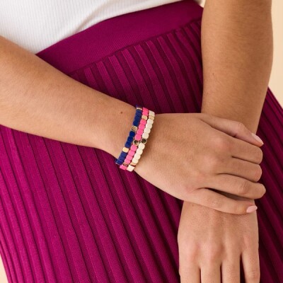 Bracelet Simone à Bordeaux Colorful Mini en métal émaillé beige M