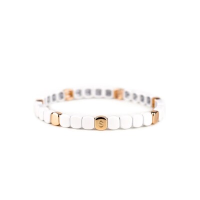 Bracelet Simone à Bordeaux Colorful Mini en métal émaillé blanc M